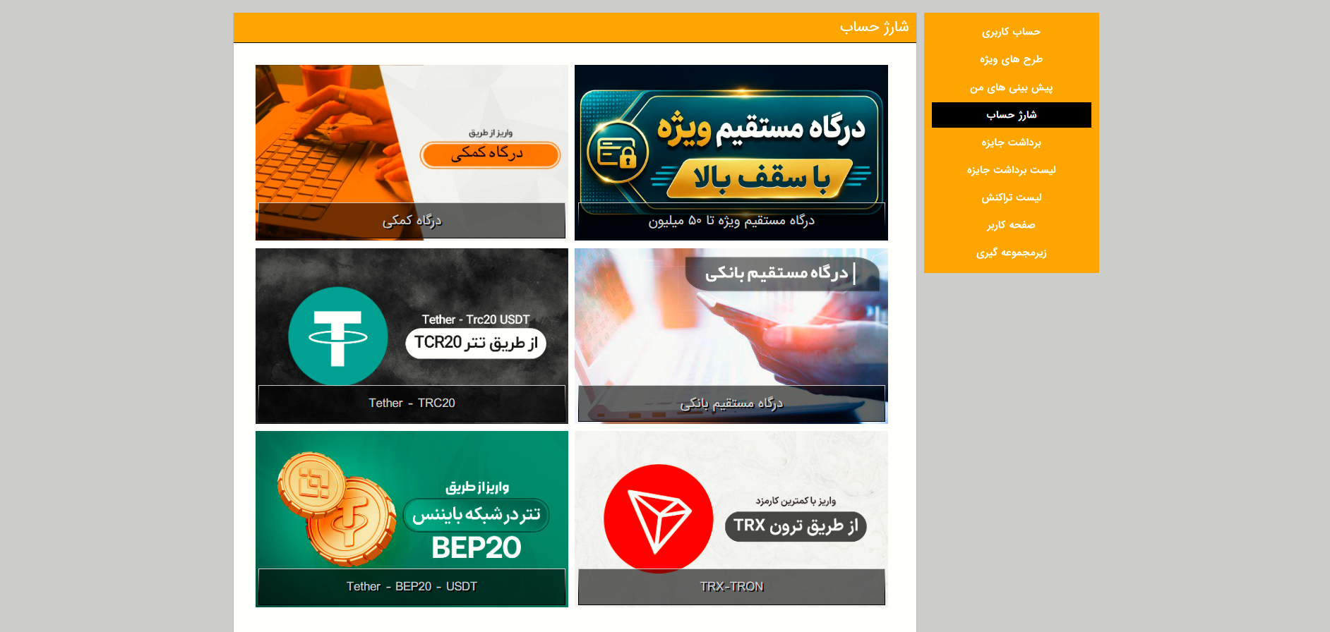 شارژ حساب سایت تاینی بت Tiny Bet